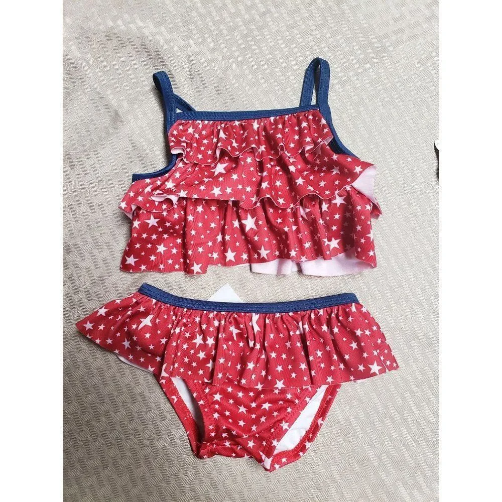 Crazy 8 Red White and Blue Two‎ Piece Swimsuit Size 6-12 Months